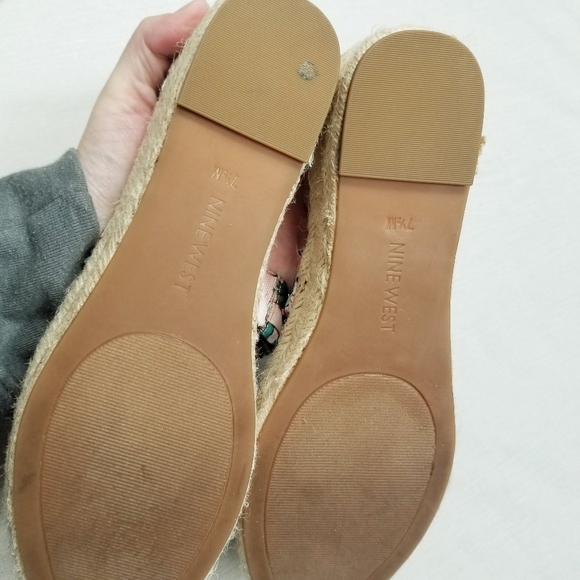Nine West Allegro Bow 3 Strap Floral Espadrilles worn 1x wedge size 7.5 - Picture 5 of 15